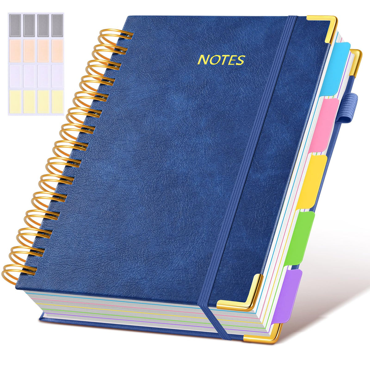 Hardcover Spiral Notebook journal with Removable Dividers Tabs, 300 Pages Leather 5 Subject Notebook College Ruled, 8"x10" Large B5 Notebooks for Work School Note taking, Lined Journal for Women,Pink
