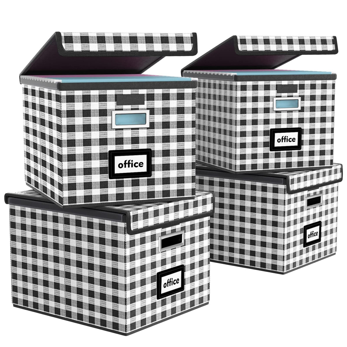 File Organizer Box with Lids, Collapsible File Folder Organizer