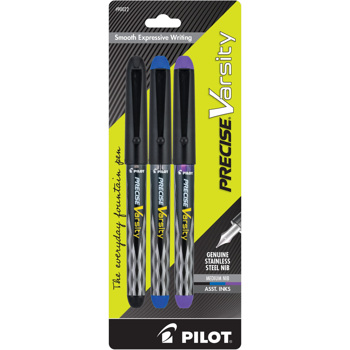 PILOT Precise Varsity Pre-Filled Fountain Pens, 1.0mm, Multicolor, 7-Pack