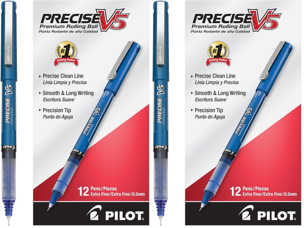 PILOT Precise V5 Rollerball Pens, Extra Fine Point 0.5mm, Black, 12-Pack