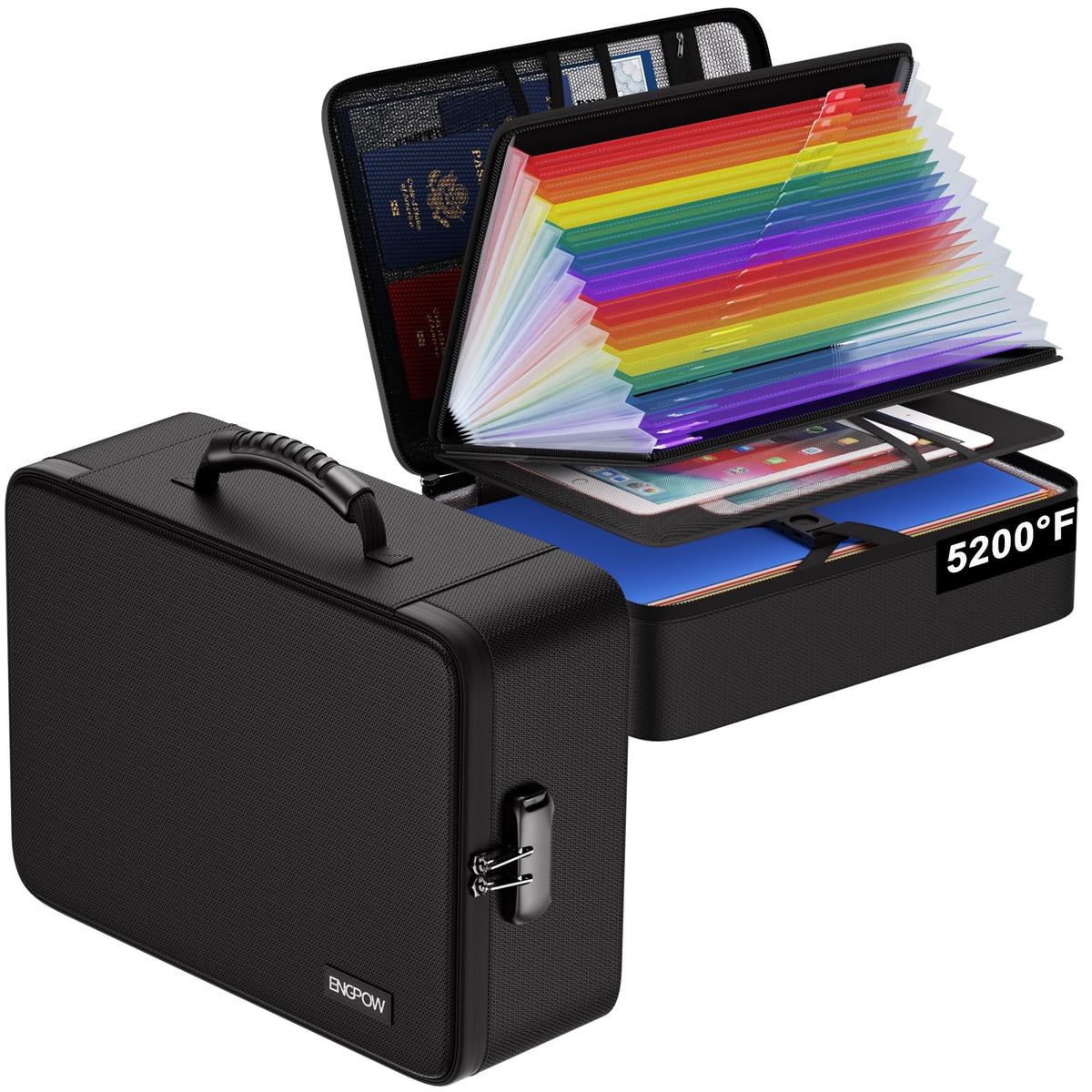 ENGPOW Fireproof File Organizer Bag with 13 Pockets Accordion File Folder