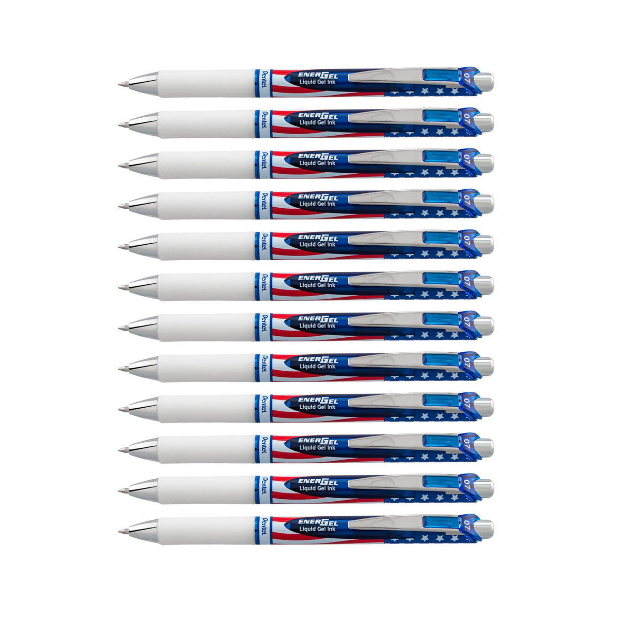 Pentel EnerGel RTX Retractable Liquid Gel Pen, (0.7mm) Medium Line, Metal Tip, Black Ink, Box of 12 (BL77-A)