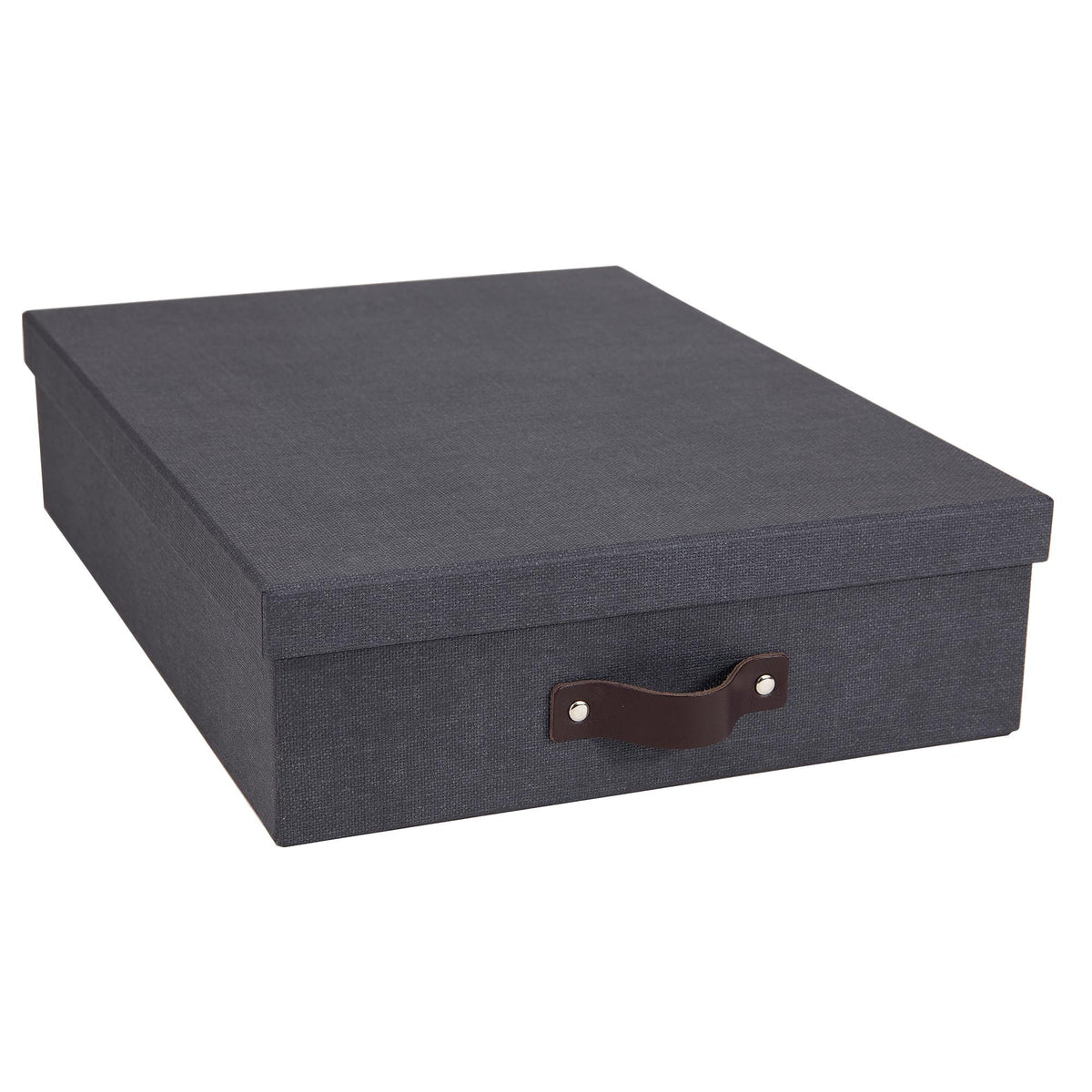 Bigso Oskar Canvas Fiberboard Document Letter Box - File Organizer Box for Important Paperwork - Document Storage with a Lid & Handle - 3.3 in x 10.2 in x 13.8 in - 3 Pack - Blue