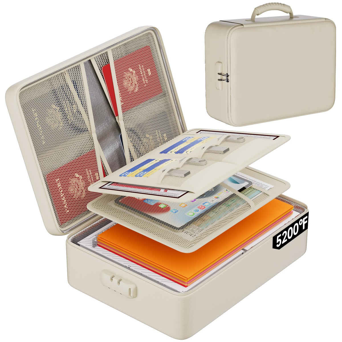 DocSafe 5200°F Fireproof Document Organizer Box with Lock, Heat Insulated