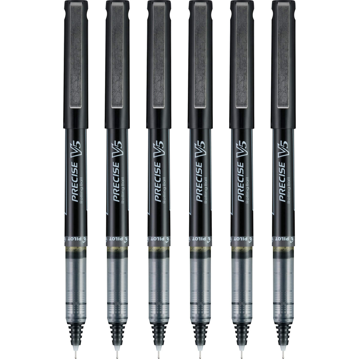 PILOT Precise V5 RT Retractable Rollerball Pens, 0.5mm, Black, 6-Pack