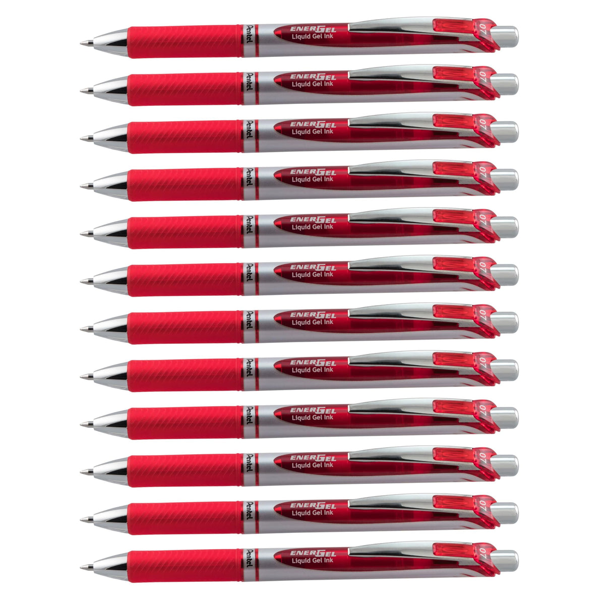 Pentel EnerGel RTX Retractable Liquid Gel Pen, (0.7mm) Medium Line, Metal Tip, Black Ink, Box of 12 (BL77-A)