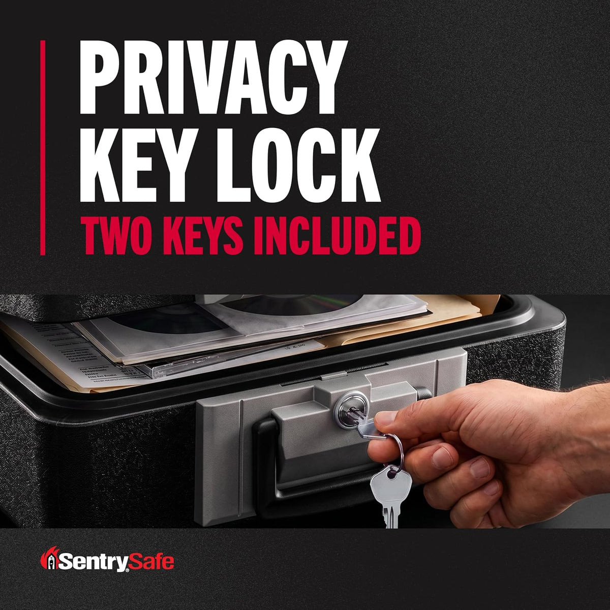 SentrySafe Fireproof Safe Box with Key Lock, Chest Safe with Carrying Handle to Secure Money, Jewelry, Documents, 0.25 Cubic Feet, 6.3 x 15.3 x 12.1 Inches, 1160