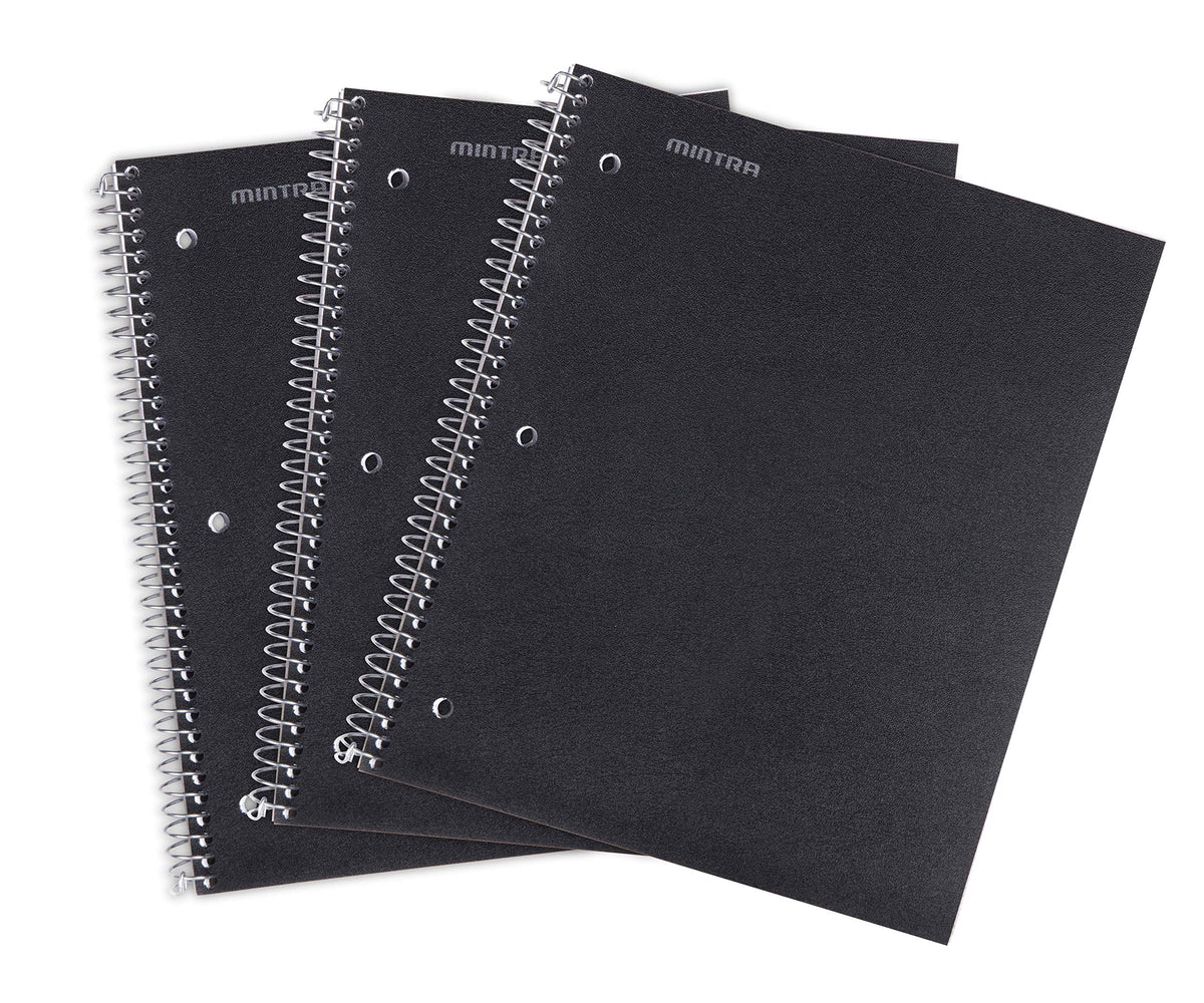 Mintra Office Durable Spiral Notebooks, 1 Subject, (Salmon, Sage Green, Lavender, Wide Ruled 3pk) - 100 Sheets, Poly Pocket, Moisture Resistant Cover, School, Office, Professional