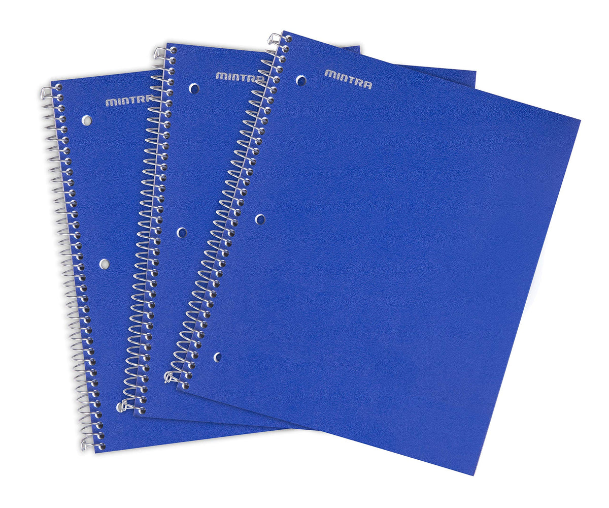 Mintra Office Durable Spiral Notebooks, 1 Subject, (Salmon, Sage Green, Lavender, Wide Ruled 3pk) - 100 Sheets, Poly Pocket, Moisture Resistant Cover, School, Office, Professional