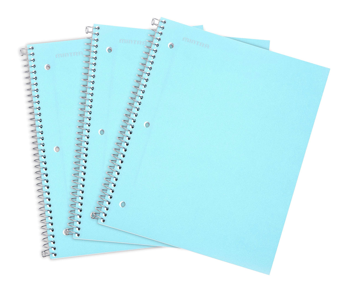 Mintra Office Durable Spiral Notebooks, 1 Subject, (Salmon, Sage Green, Lavender, Wide Ruled 3pk) - 100 Sheets, Poly Pocket, Moisture Resistant Cover, School, Office, Professional
