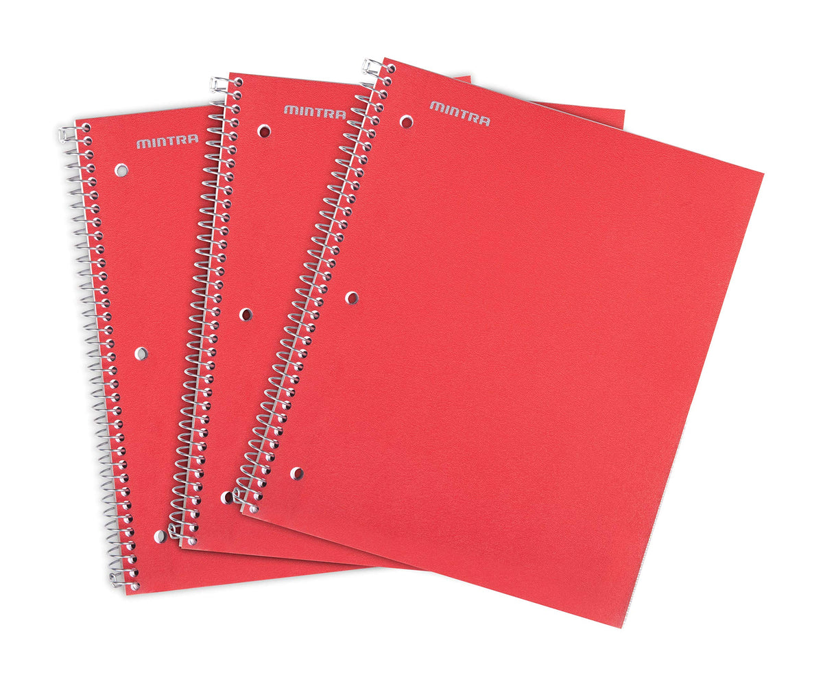 Mintra Office Durable Spiral Notebooks, 1 Subject, (Salmon, Sage Green, Lavender, Wide Ruled 3pk) - 100 Sheets, Poly Pocket, Moisture Resistant Cover, School, Office, Professional