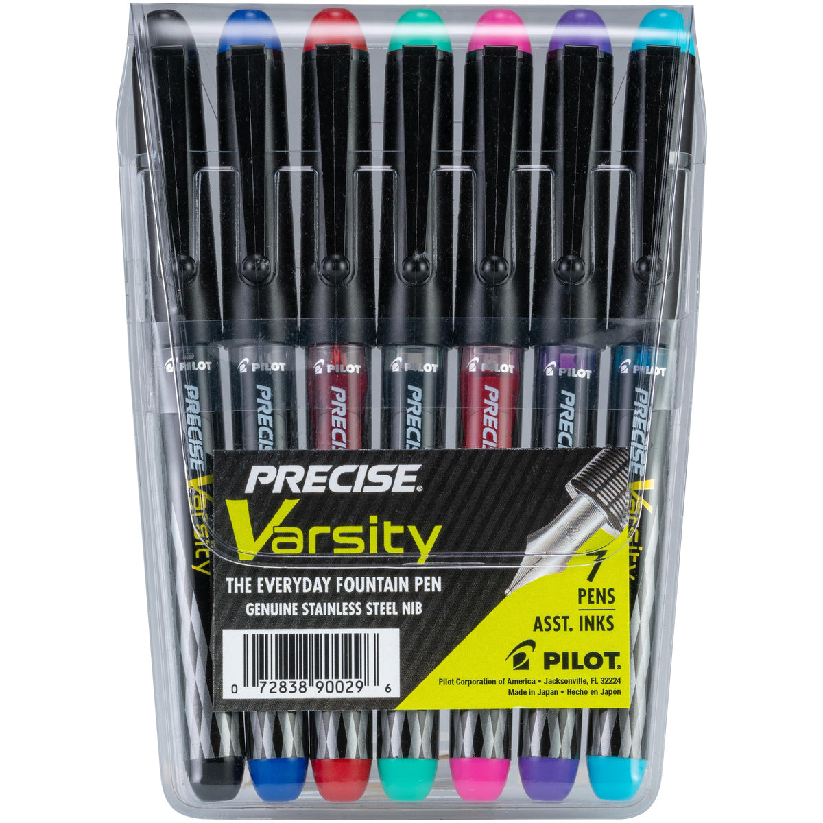 PILOT Precise Varsity Pre-Filled Fountain Pens, 1.0mm, Multicolor, 7-Pack