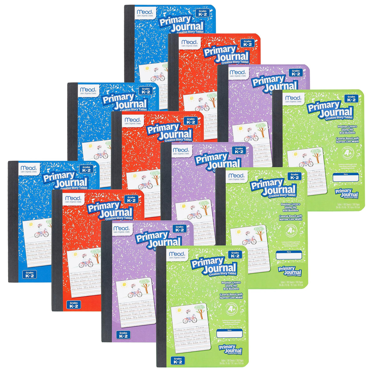 Mead Primary Journal Creative Story Tablet Composition Notebook, 7.5" x 9.75", Grades K-2, 100 Sheets, Blue (09554)
